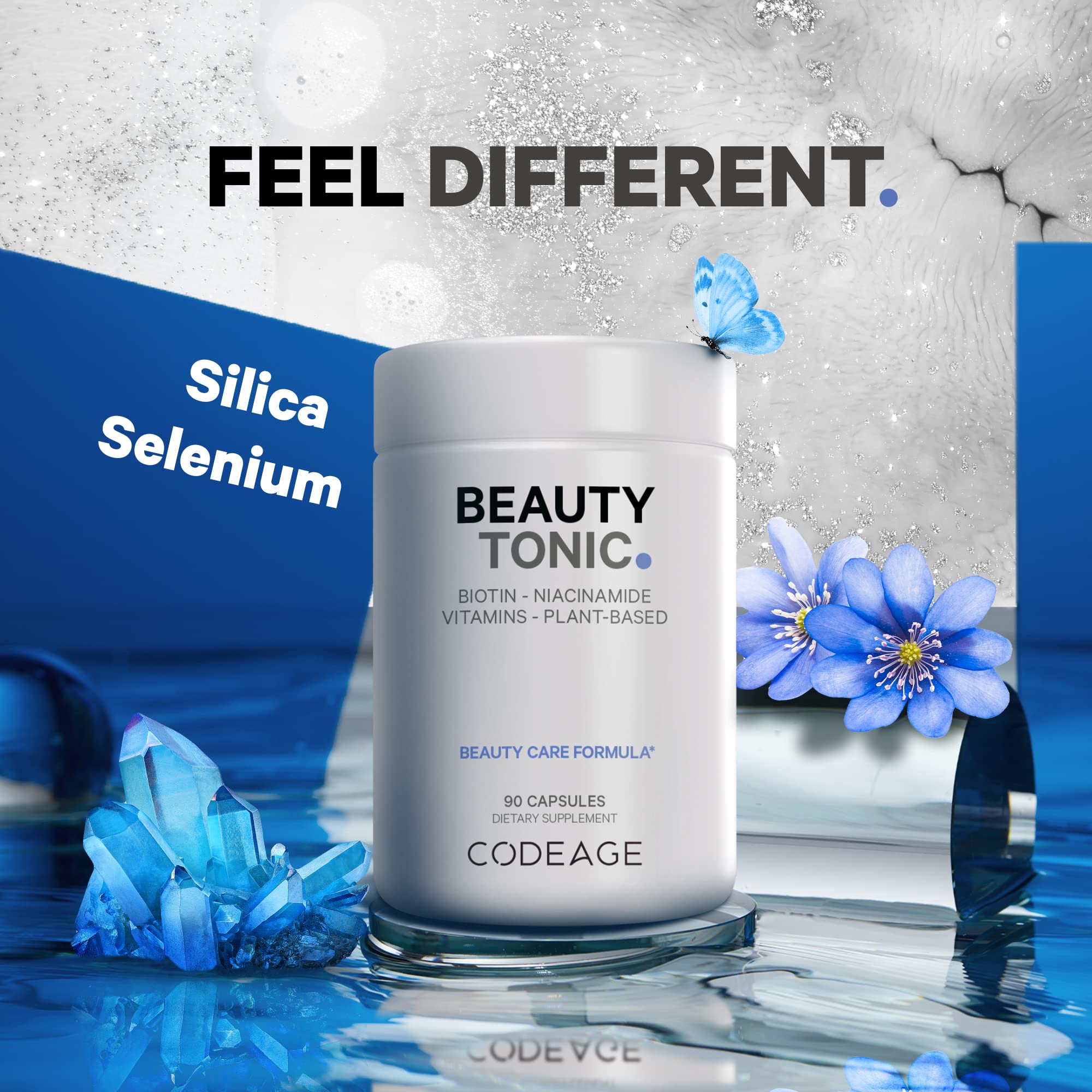 Codeage Tónico Belleza con ingredientes orgánicos para piel saludable.