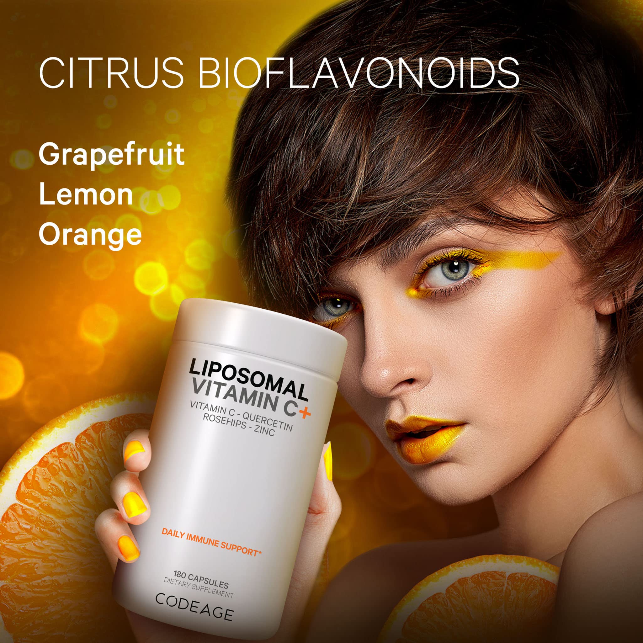 Codeage Vitamina C liposomal 1500 mg con zinc, bioflavonoides cítricos para sabor natural