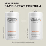 Codeage Vitamina C Liposomal con bioflavonoides cítricos, etiqueta resaltando ingredientes.
