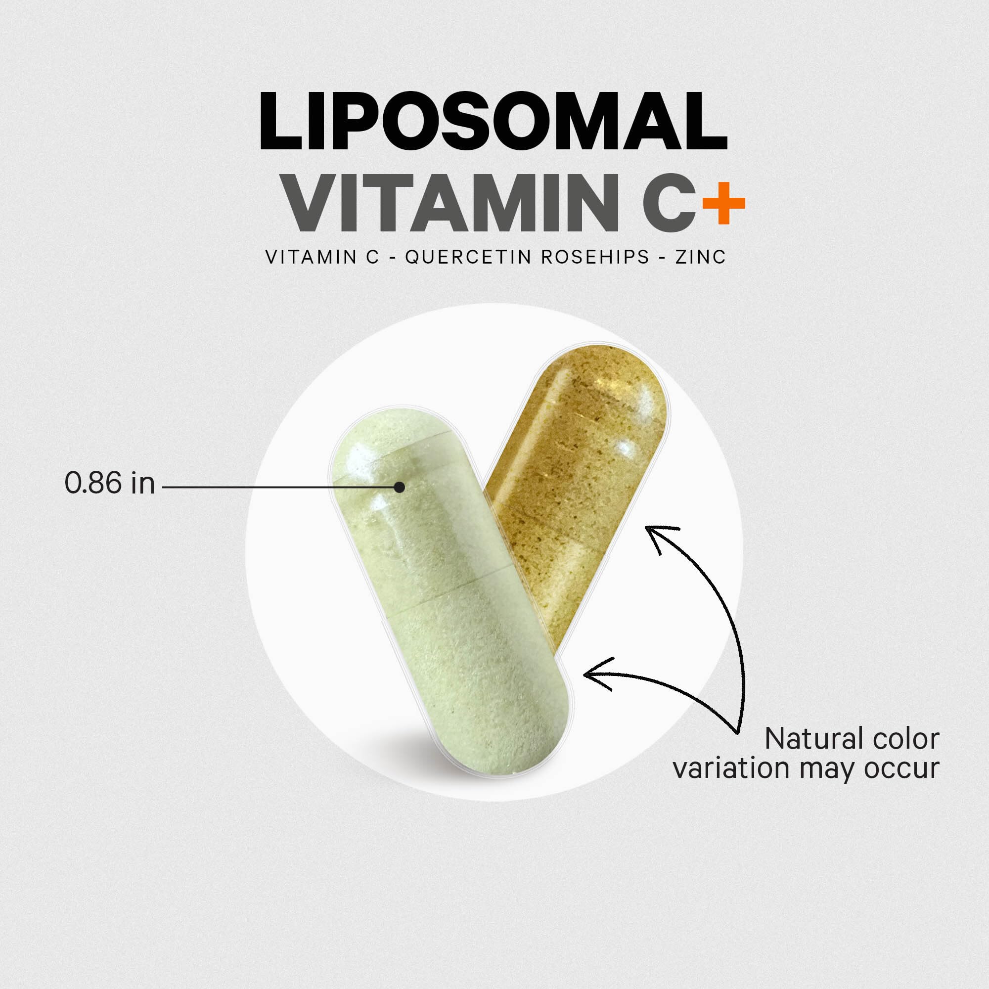 Codeage Vitamina C Liposomal con quercetina, cápsulas listas para uso diario.