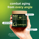 CodinAgrin NAD+ Resveratrol 900mg, cápsulas vegetarianas para vitalidad diaria.