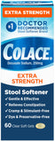 Colace, botella de cápsulas 250 mg, facilita un paso suave en el estreñimiento.