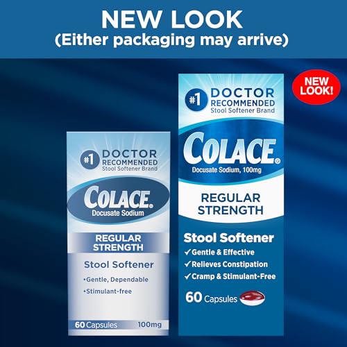Colace cápsulas 100 mg, etiqueta, información clara para uso diario.