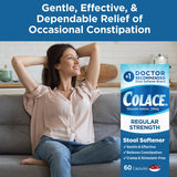 Colace envase compacto, fácil de llevar, dosis confiable para la constipación.