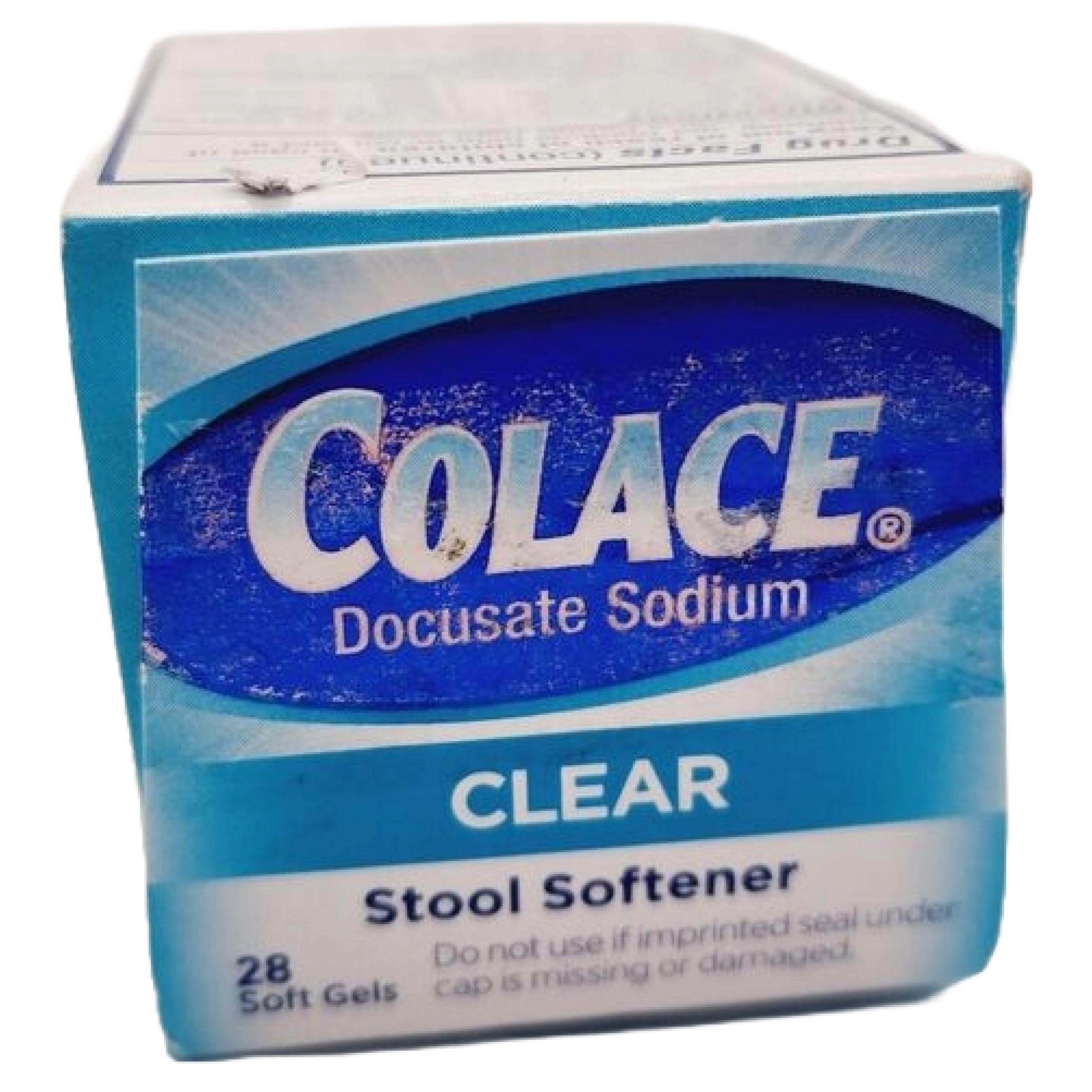 Colace etiqueta clara, resalta la dosis de 50 mg para referencia rápida.