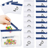 Colarr bolsas para pastillas AM PM claras y azules, fáciles de identificar.