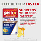 Cold-Eeze Plus Defense: ingredientes naturales Sambucus nigra y Echinacea para apoyo inmunitario.
