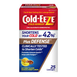 Pastillas Cold-Eeze Plus Defense sabor miel-manuka limón para alivio potencial de resfriado.