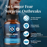 Envase Cold Sore Shield elegante, ideal para viaje y uso continuo