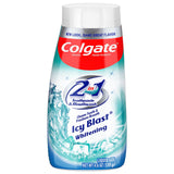 Colgate 2en1 Icy Blast gel dental para blanqueado y aliento fresco.