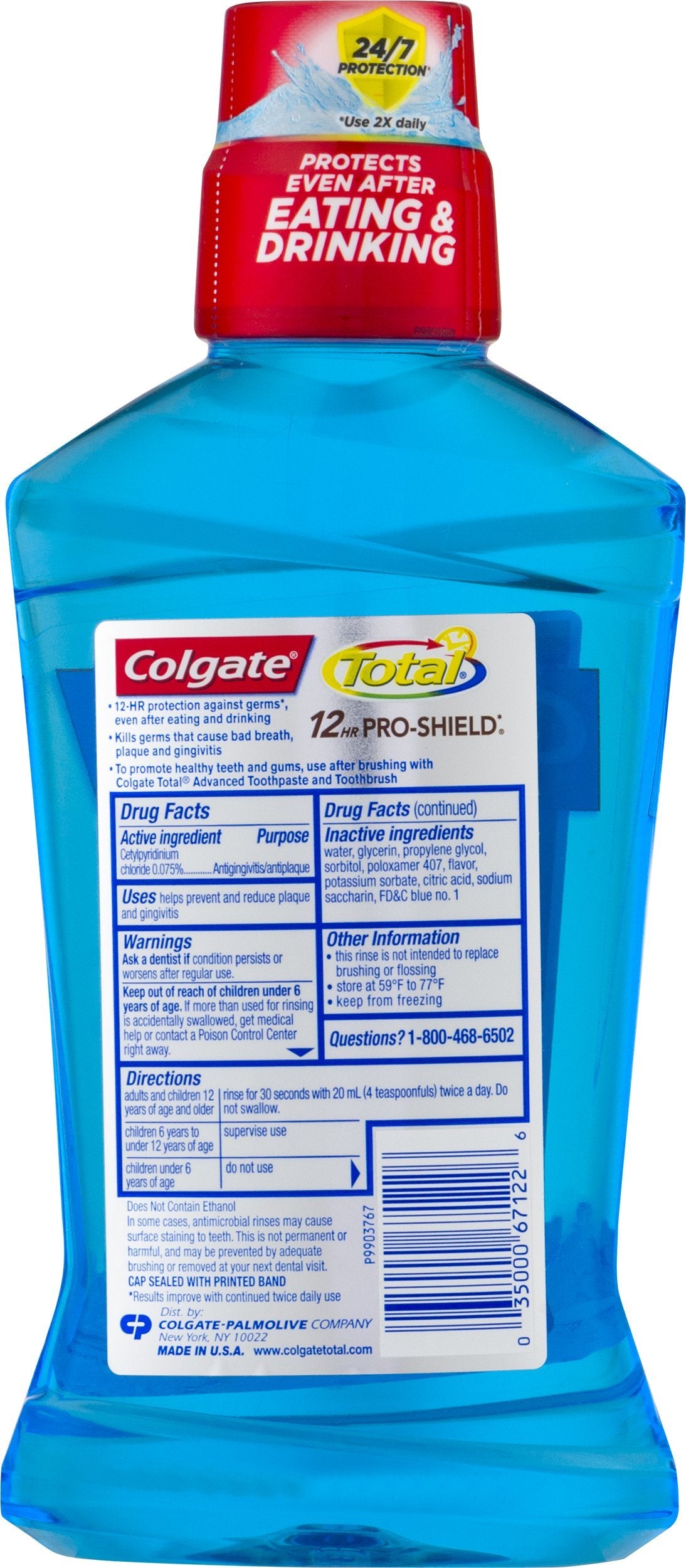 Colgate Advanced Pro-Shield enjuague bucal paquete de tres, aroma mentolado para uso diario.