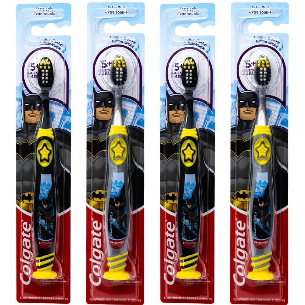 Colgate Batman con ventosa para guardar el cepillo de forma estable.