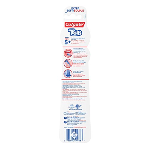 Cabezales suaves del cepillo Colgate Trolls para un cepillado cómodo.