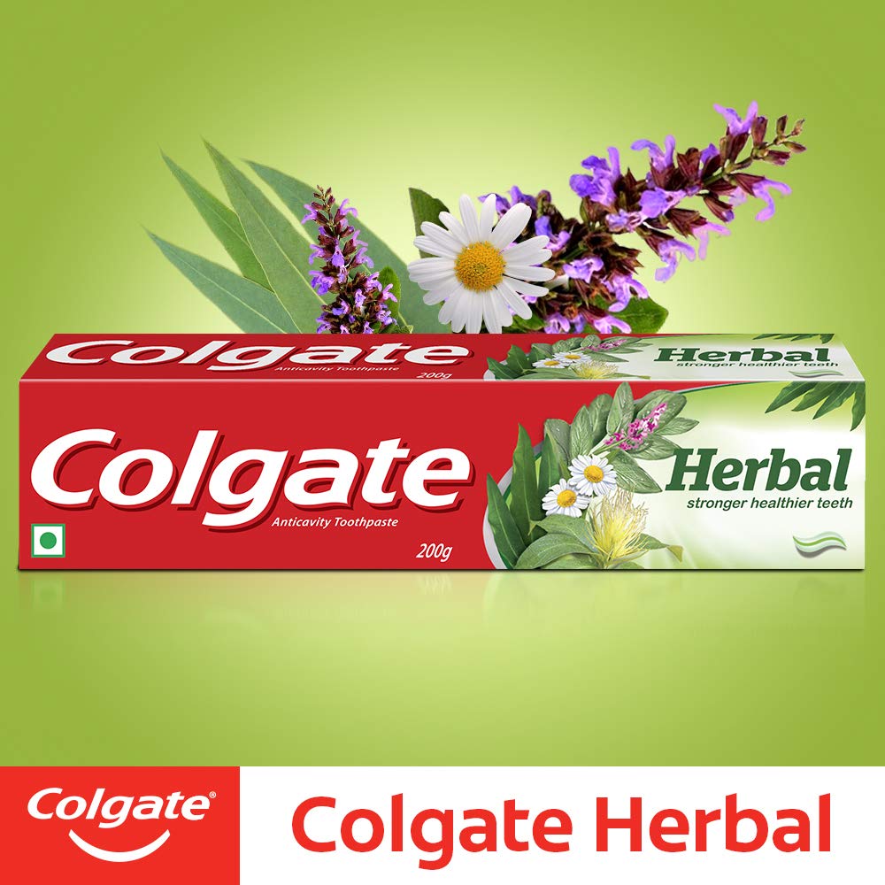 Colgate Herbal Pasta Dental con aceite de árbol de té, aroma vigorizante.