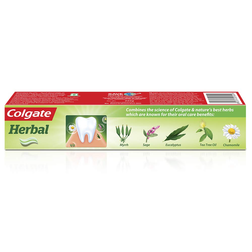 Colgate Herbal Pasta Dental para uso diario, higiene bucal constante.