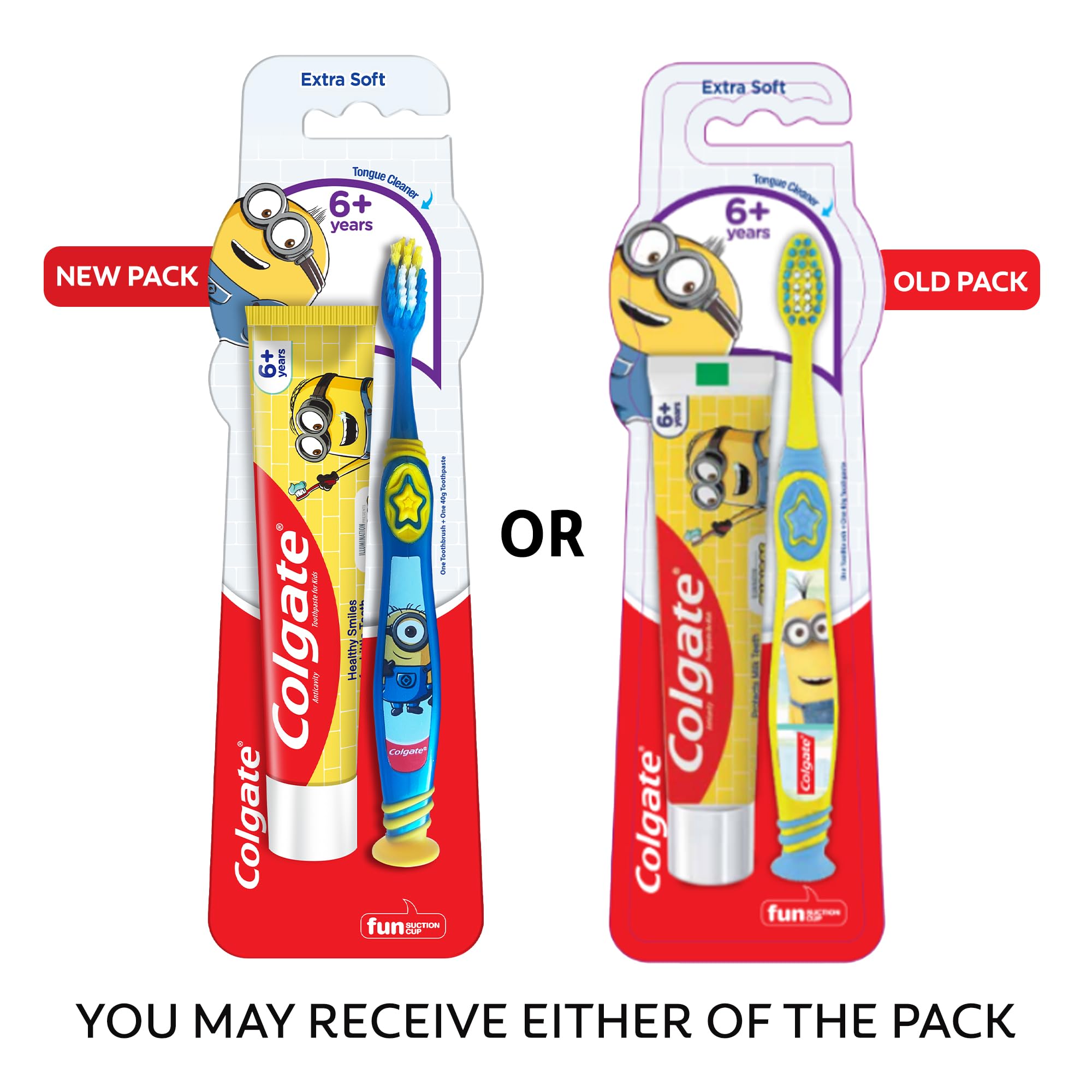 Cepillo Colgate Kids Minion con cerdas multialtura para dientes grandes y pequeños.