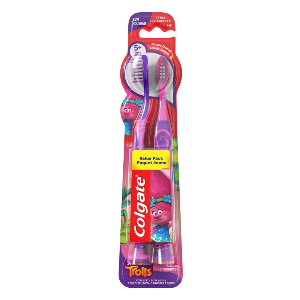 Colgate Kids Trolls: cepillo infantil, cabeza pequeña para bocas de niños.