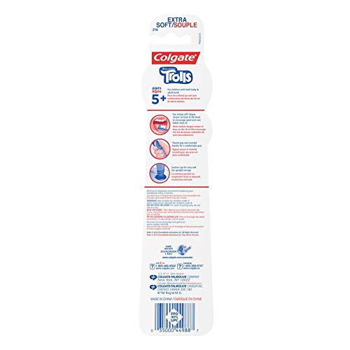 Cerdas extra suaves de Colgate Kids Trolls para un cepillado cómodo.
