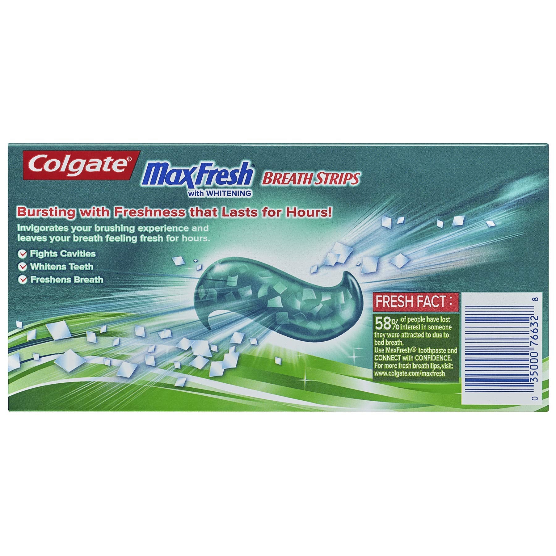 Colgate Max Fresh elimina manchas superficiales para una sonrisa más clara.