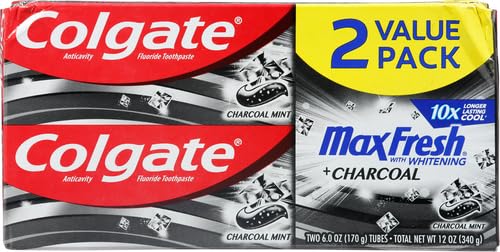 Colgate Max Fresh Charcoal Mint, paquete doble práctico para la familia