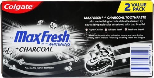 Colgate Max Fresh Charcoal Mint, textura blanqueadora suave para manchas superficiales