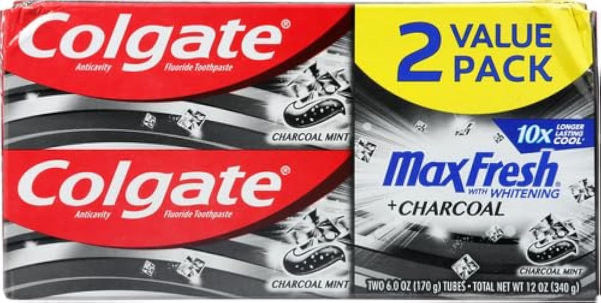Colgate Max Fresh Charcoal Mint, tubo, frescura prolongada para la rutina diaria