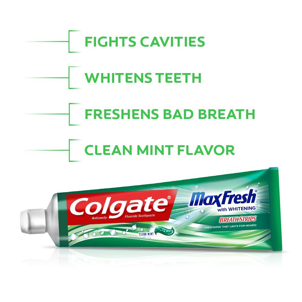 Colgate Max Fresh en empaque de dos unidades para conveniencia diaria.