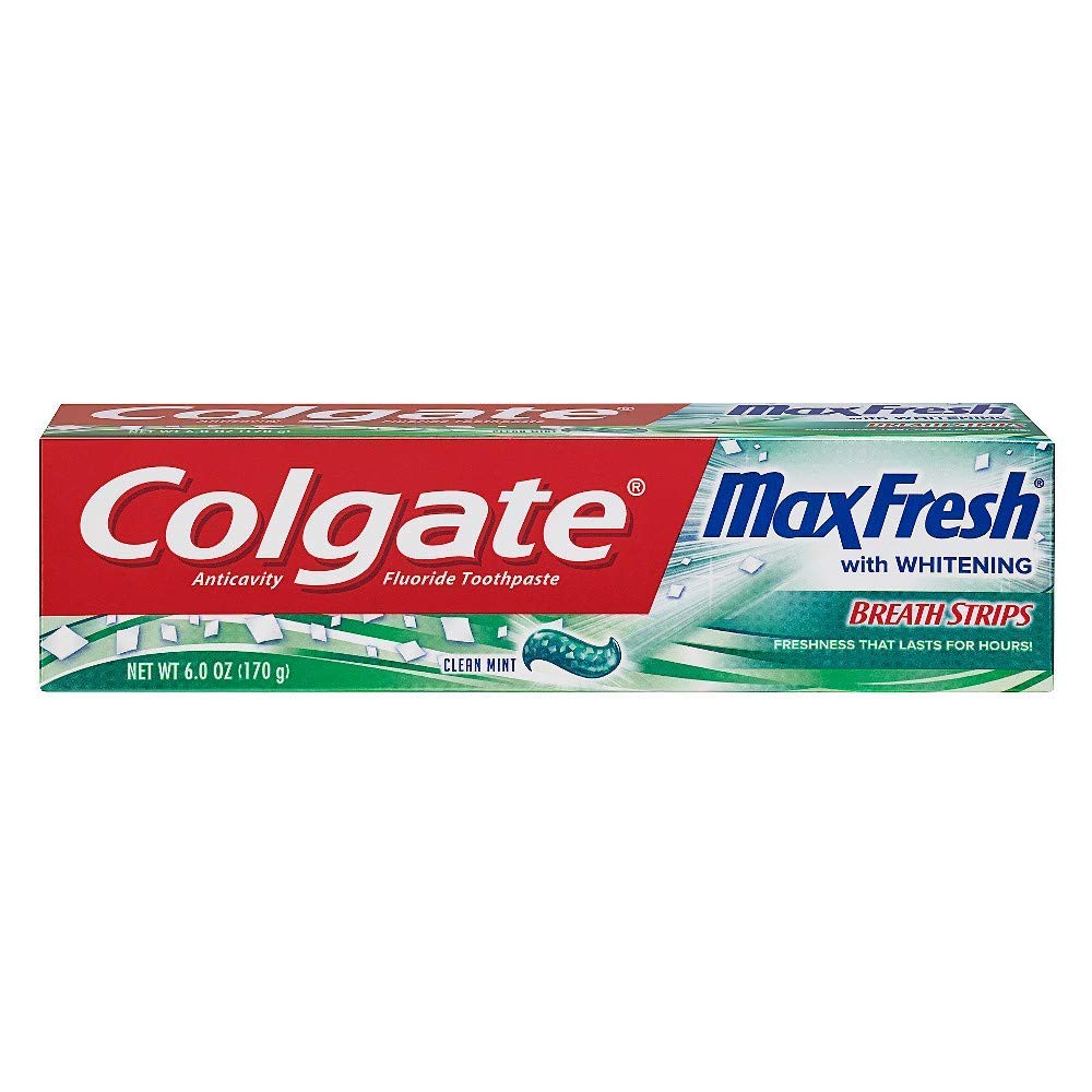 Colgate Max Fresh con mini tiras de aliento para un aliento fresco tras el cepillado.