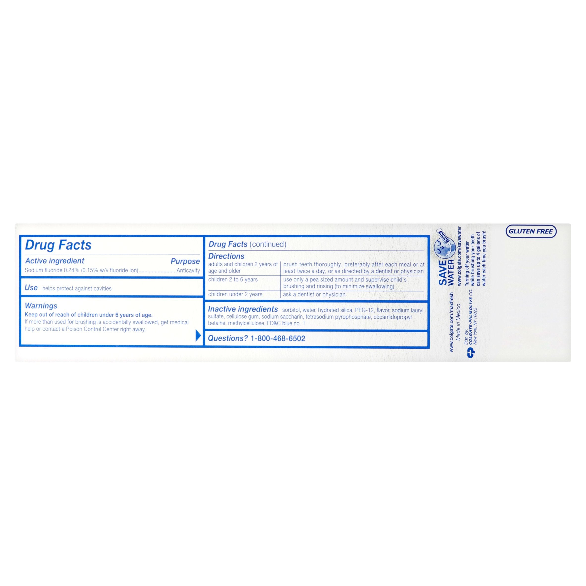 Colgate Max Fresh KnockOut, empaque de cuatro tubos para cuidado bucal diario.