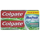Colgate Max Fresh con tiras de aliento mini para frescura duradera.