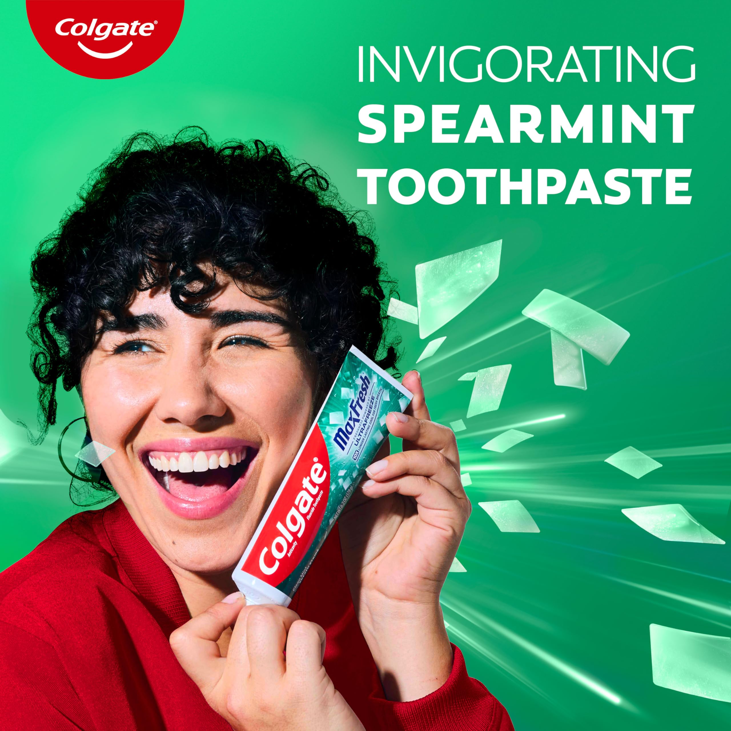 Colgate MaxFresh, pack de cuatro tubos, higiene diaria en casa.