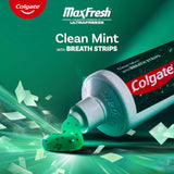 Colgate MaxFresh cuatro tubos, pack cómodo para el cuidado diario.