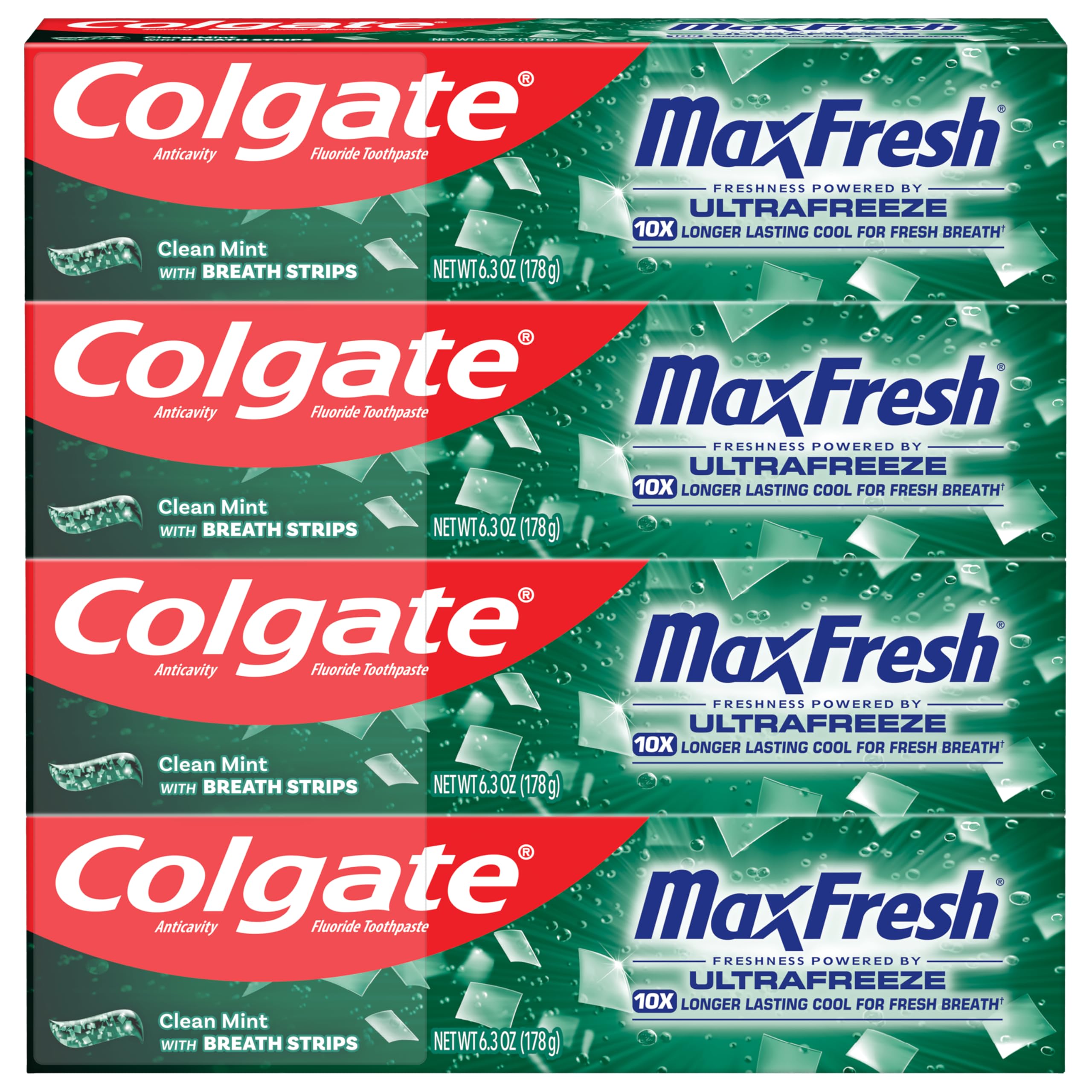 Colgate MaxFresh 6.3 oz cada tubo, pack práctico.