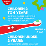 Colgate Kids fórmula fluoruro para proteger el esmalte dental.