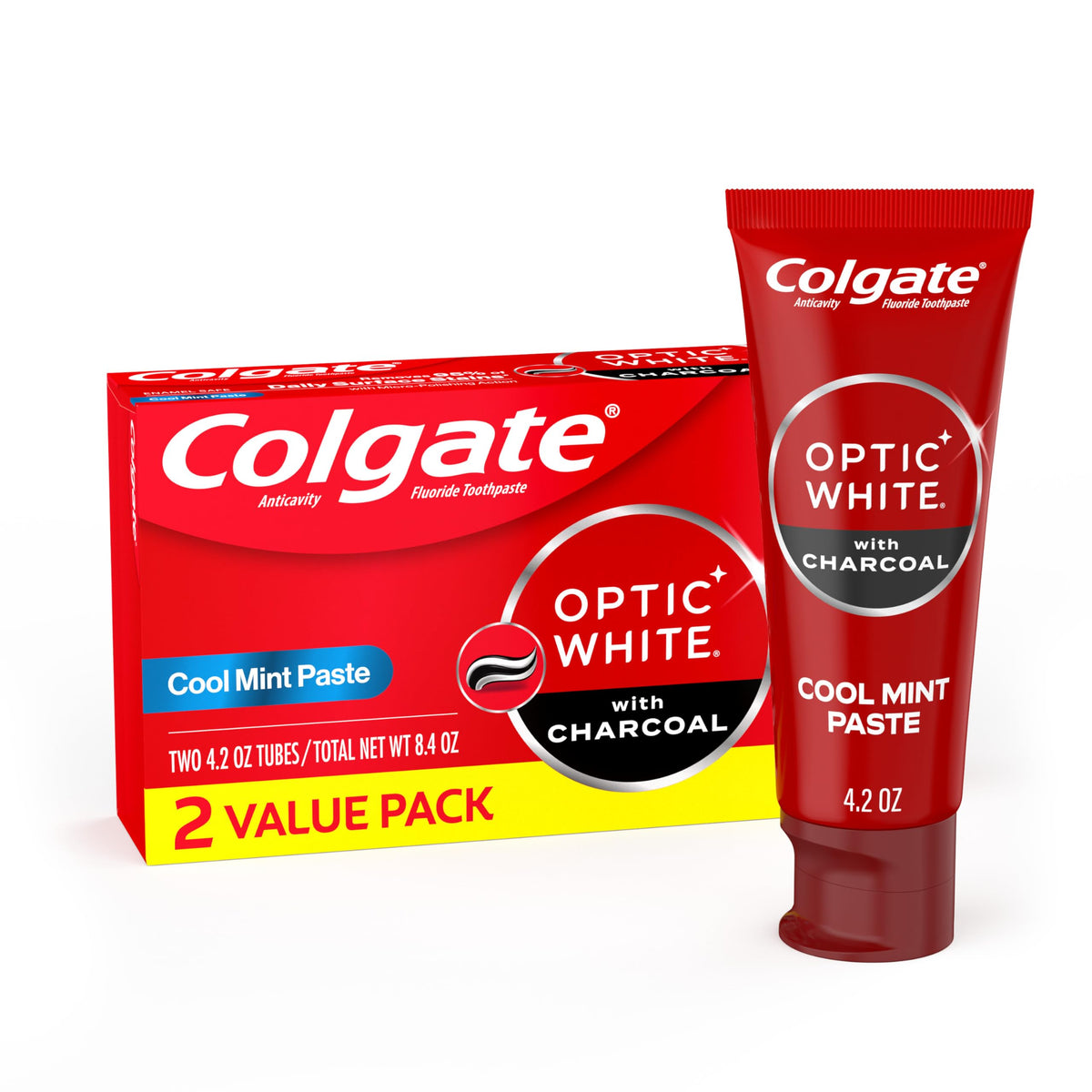 Colgate Optic White Charcoal: dos tubos de pasta para blanqueamiento diario