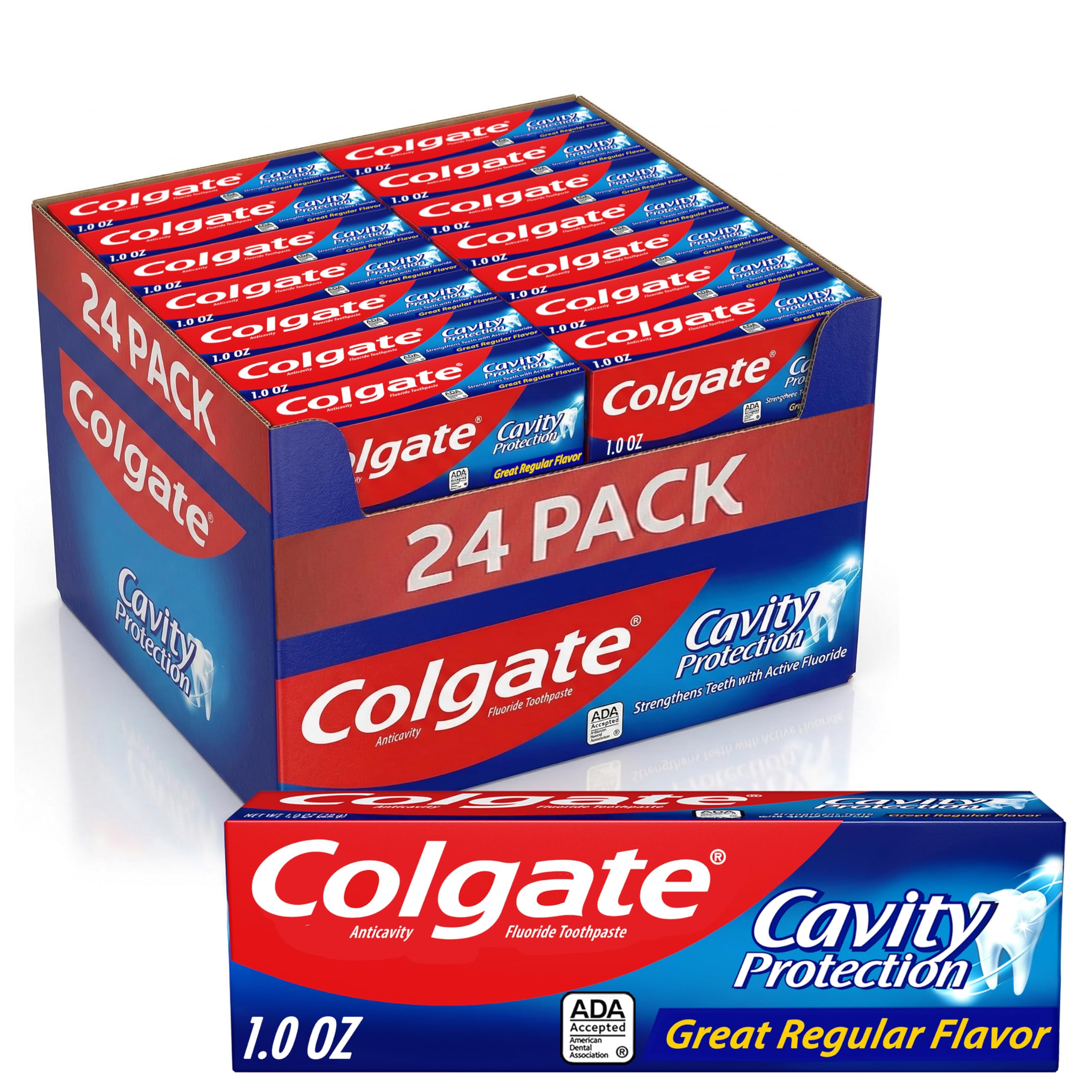 Colgate Cavity Protection 24 tubos de 1 oz con menta, protección contra caries en cada cepillado.
