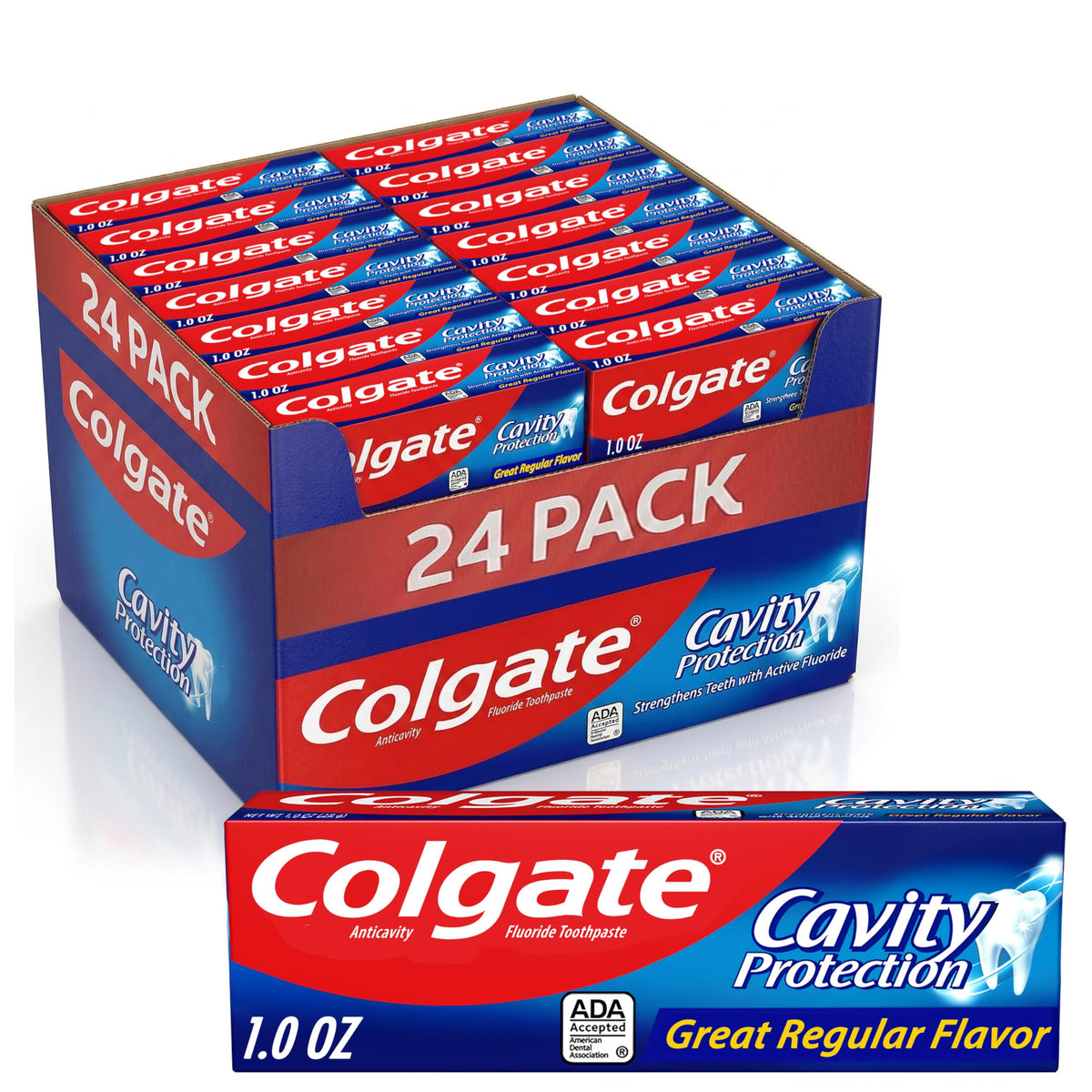 Colgate Cavity Protection 24 tubos de 1 oz con menta, protección contra caries en cada cepillado.