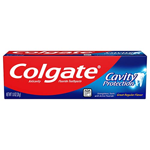 Colgate Cavity Protection, tubo de 1 oz, detalle de empaque y sello ADA.