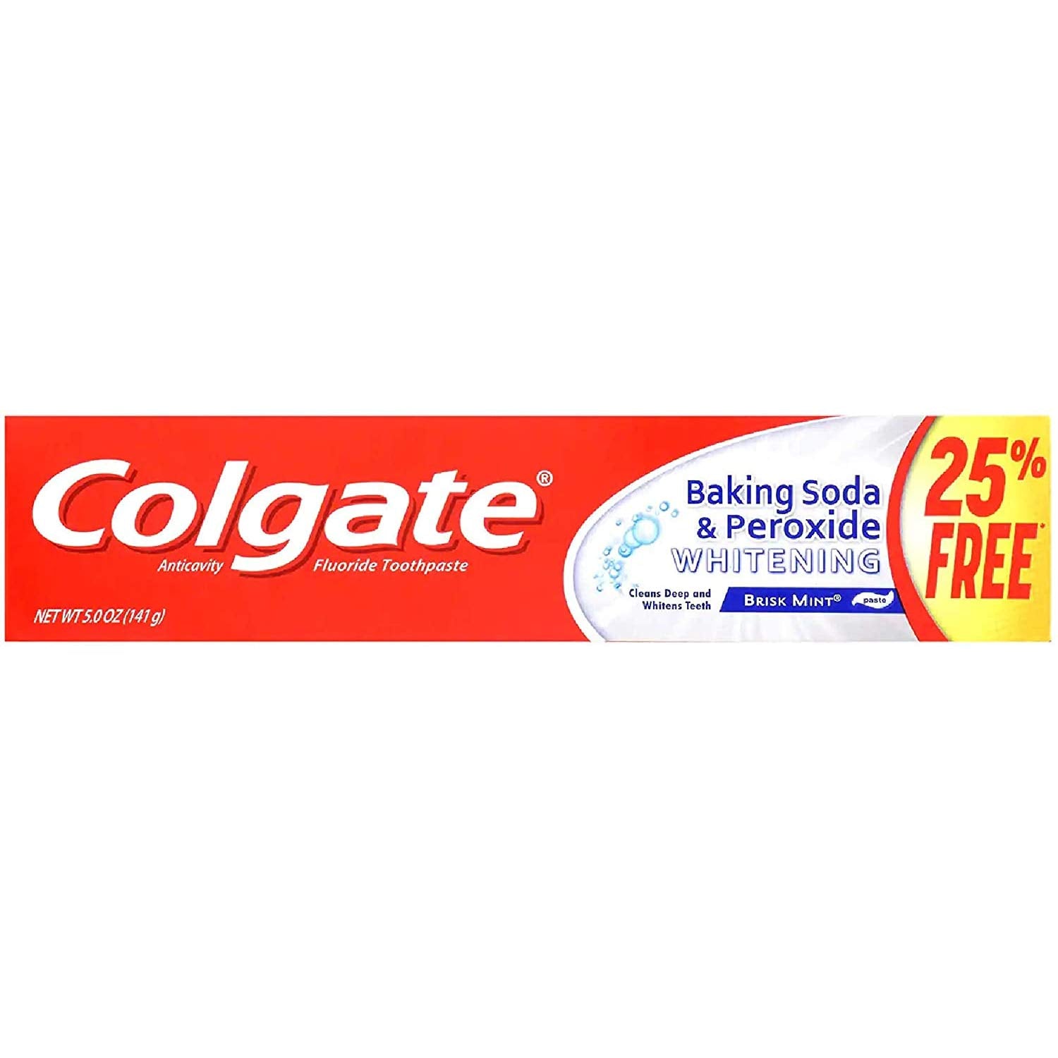 Colgate pasta de dientes blanqueante con bicarbonato y peróxido, sabor menta Brisk para uso diario