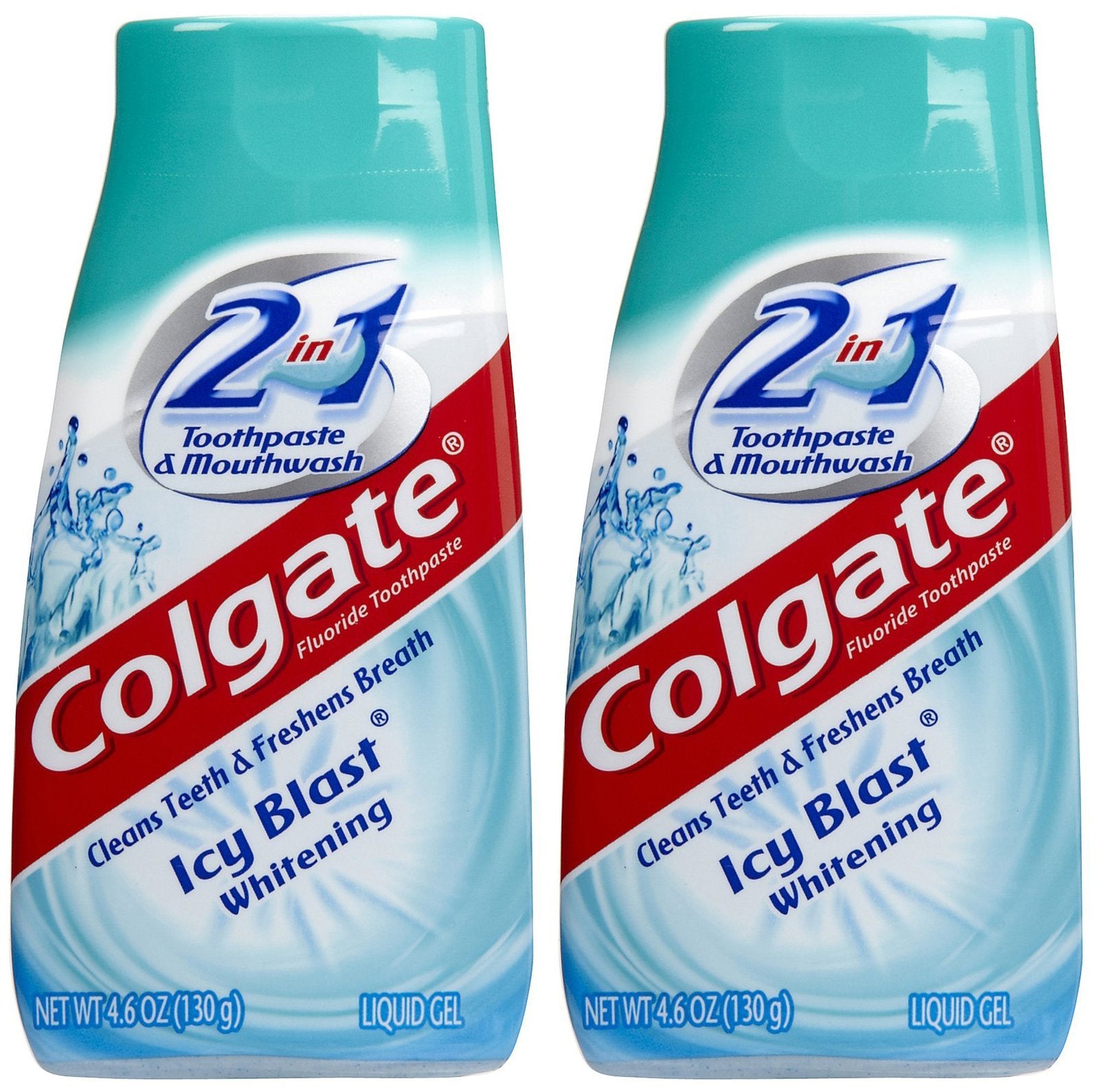 Colgate 2 en 1 Ice Blast, pasta y enjuague, blanqueamiento suave para aliento fresco