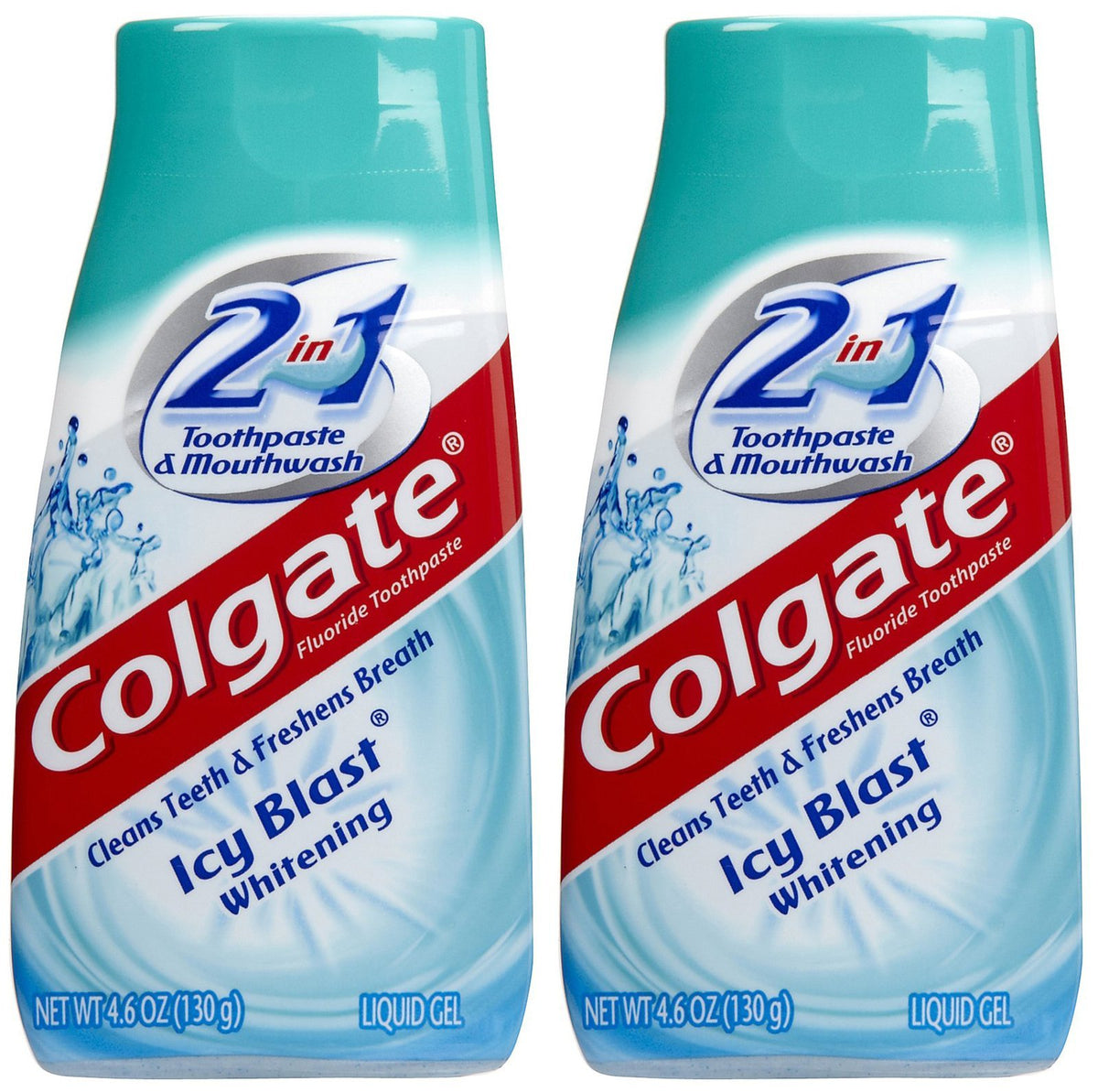 Colgate 2 en 1 Ice Blast, pasta y enjuague, blanqueamiento suave para aliento fresco