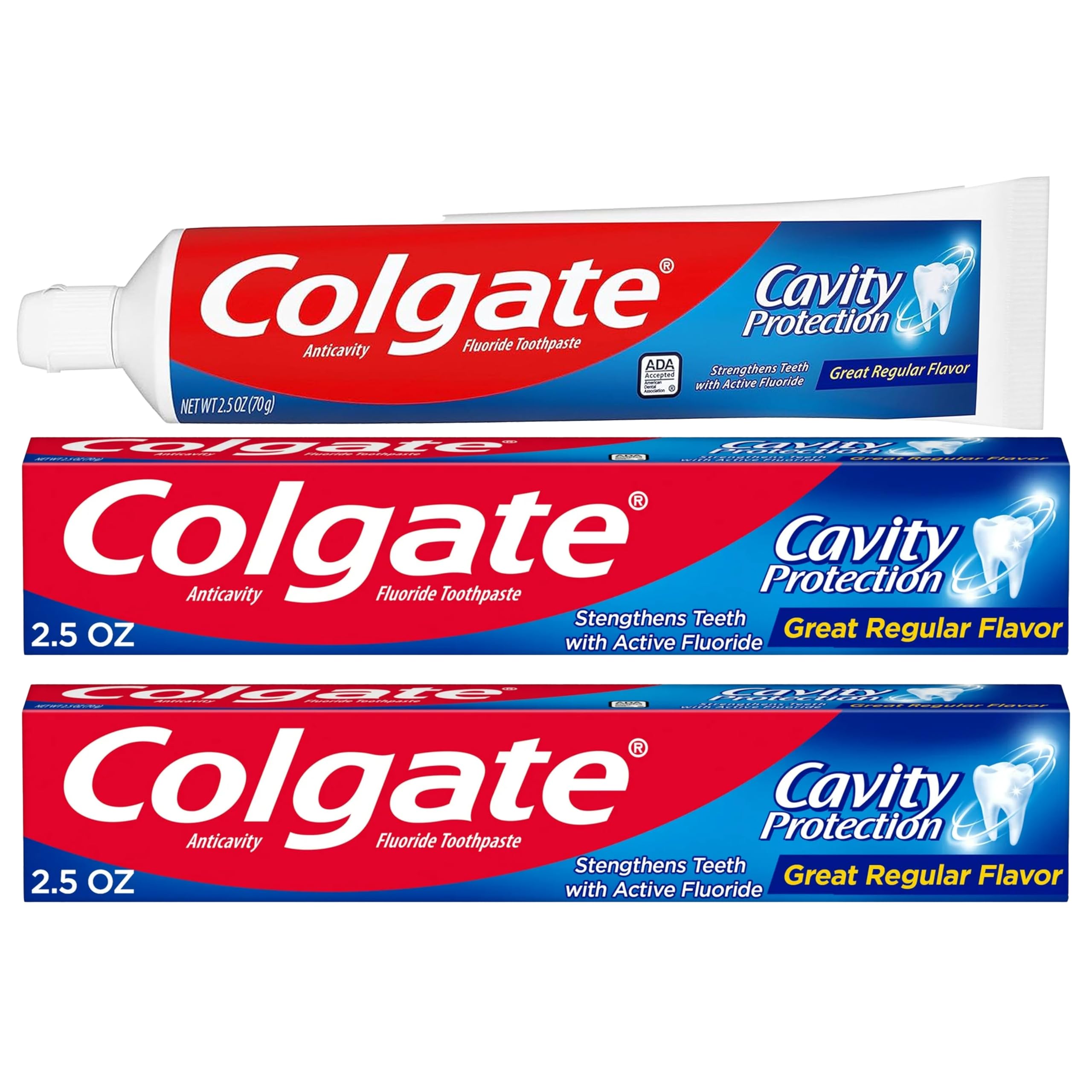 Colgate Protección Caries en tubo, fortalece el esmalte con fluoruro.