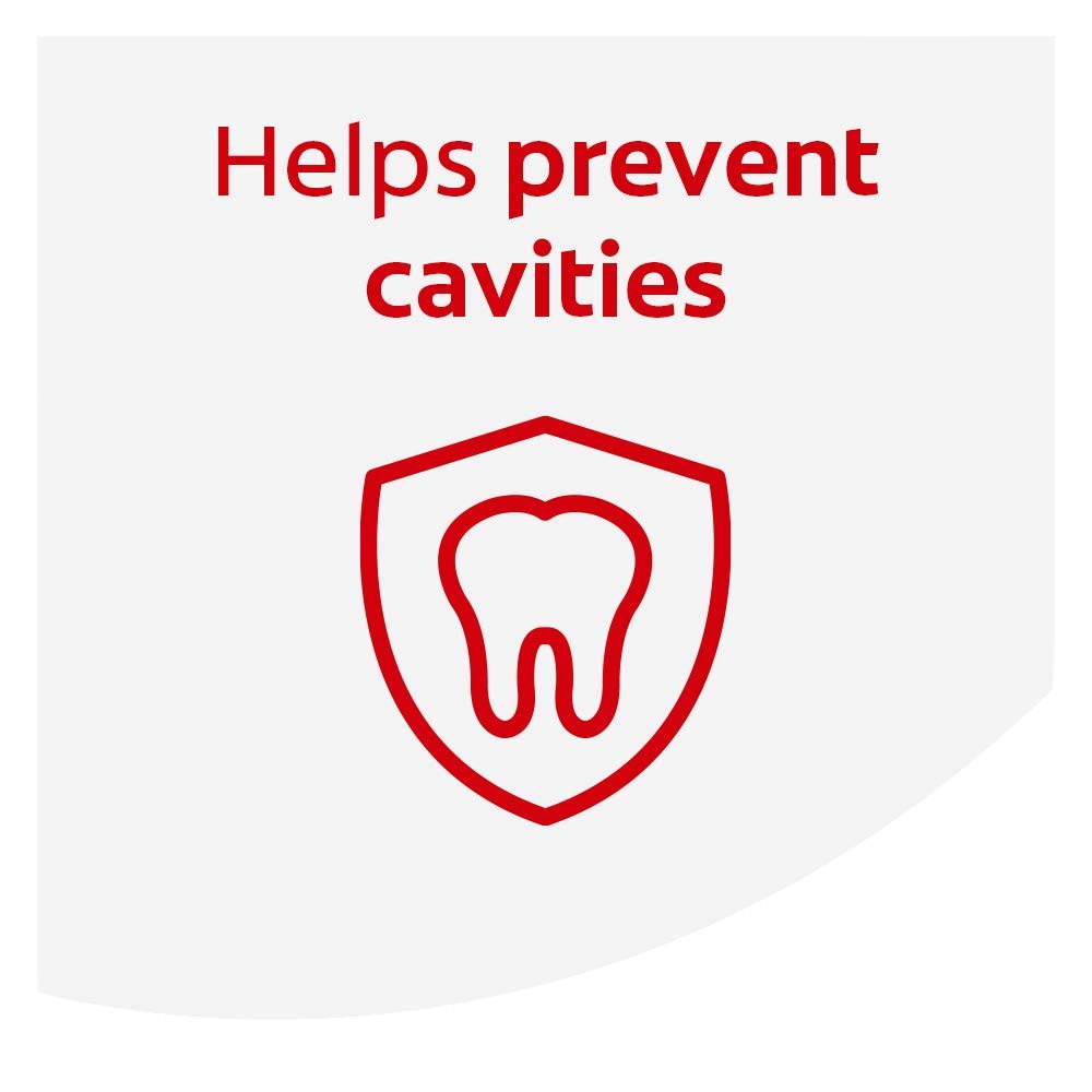 Colgate Phos-Flur previene caries en dientes sanos, uso diario recomendado tras cepillado.