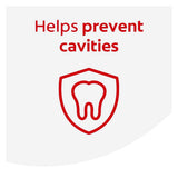 Colgate Phos-Flur previene caries en dientes sanos, uso diario recomendado tras cepillado.