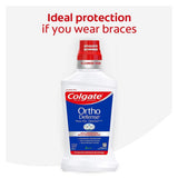 Colgate Phos-Flur sin alcohol, opción suave para enjuague bucal diario.