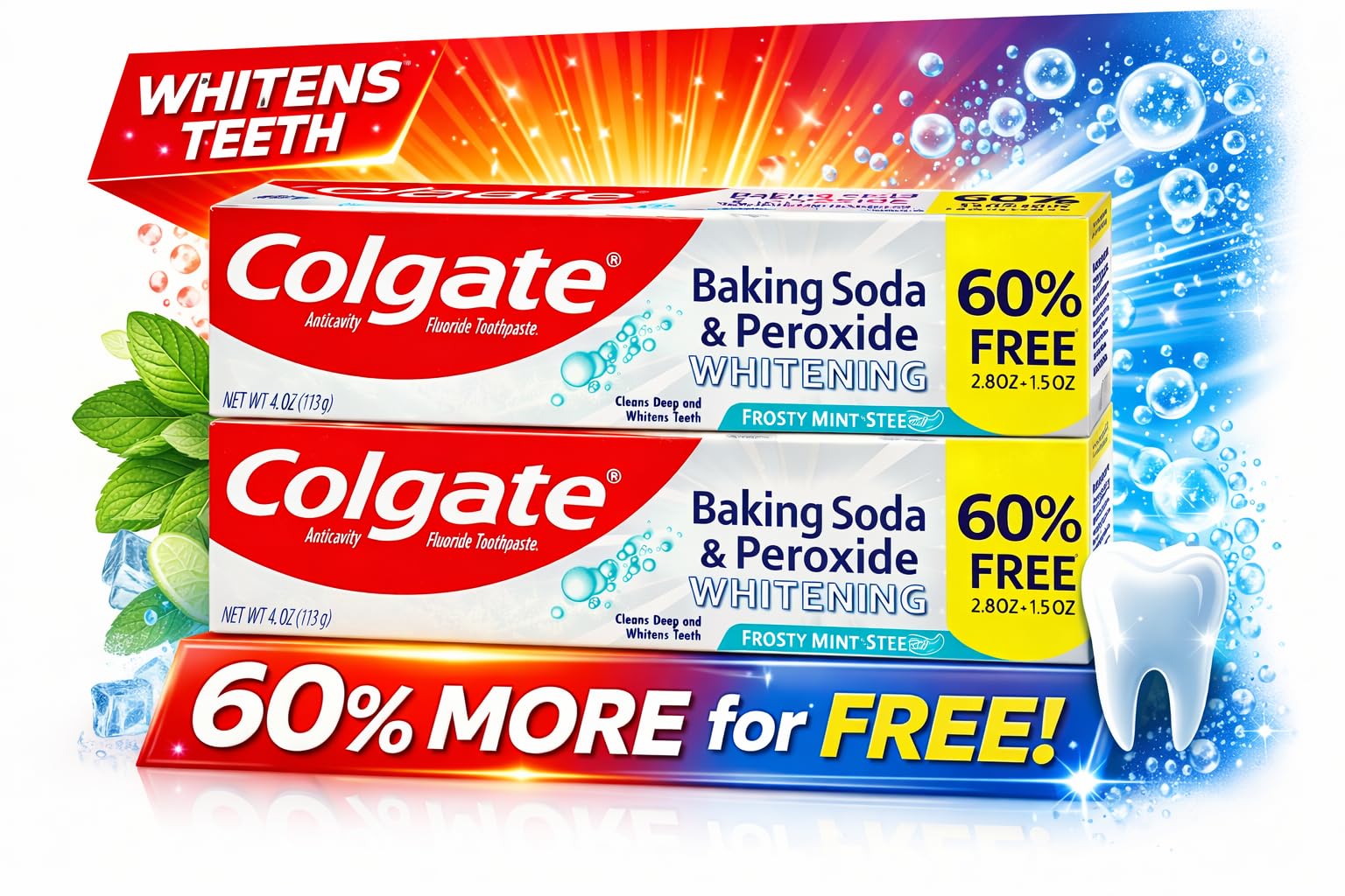Colgate rayas mentoladas, frescura para la limpieza diaria.