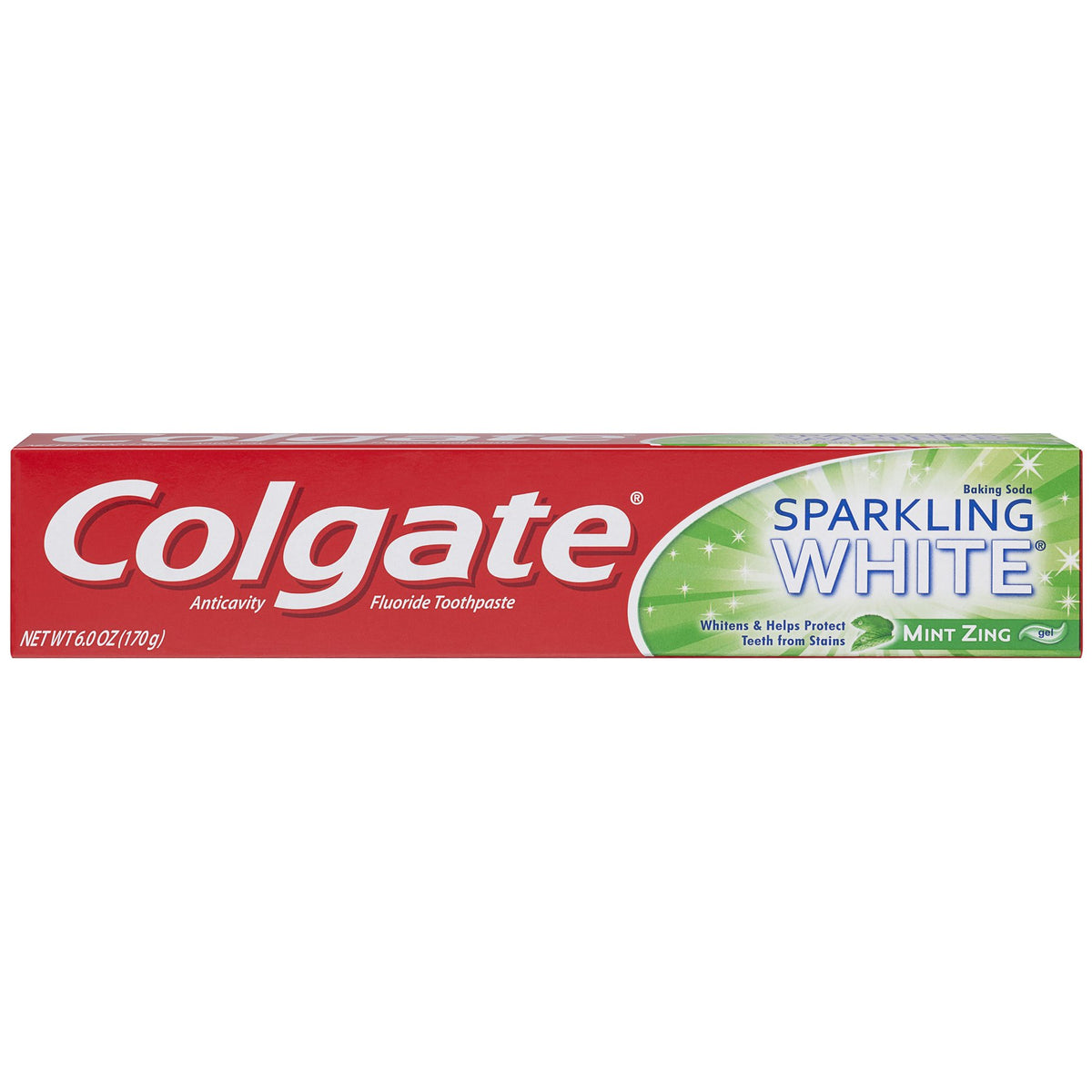 Colgate Sparkling White: tubo de pasta dental con sabor a menta para blanqueamiento suave.