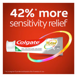 Colgate Total alivio de sensibilidad, sensación más cómoda al cepillarse.