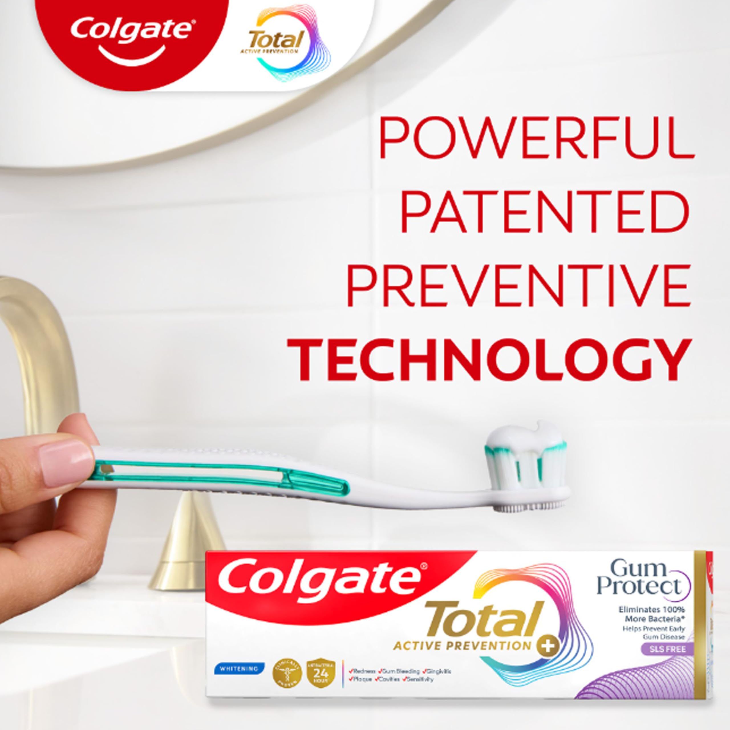 Colgate Total Blanqueamiento Activo: brillo suave tras el cepillado.