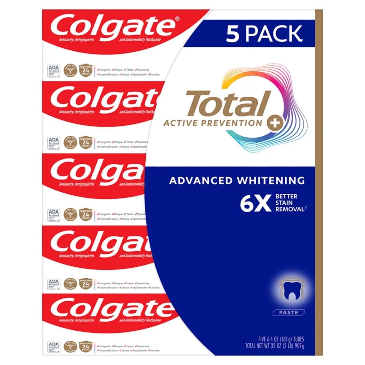 Colgate Total Blanqueamiento Avanzado, empaque visible para cuidado diario